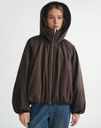 Plus-Size Pleated Hooded Down Jacket