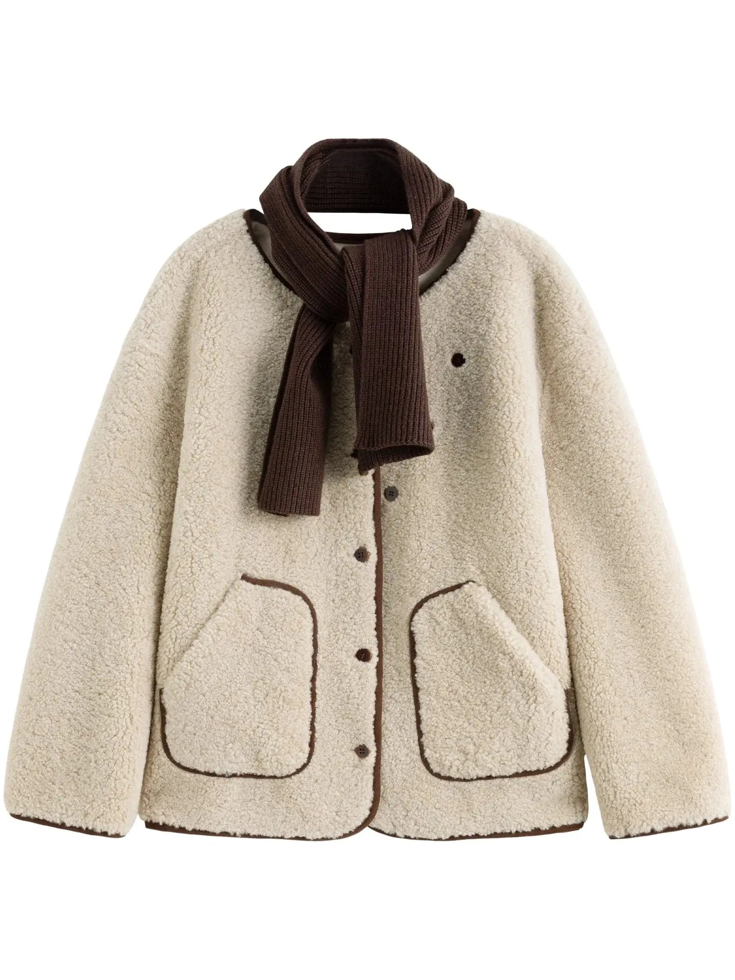 Chic Faux Fur Winter Coat with Coordinating Scarf - Loran