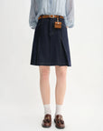 Retro Contrast A-Line Denim Skirt