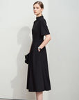 Elegant Autumn Short-Sleeve Drape Dress