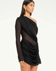 Elegant Mesh Long Sleeve Backless Mini Dress