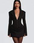 High-Waist Long Sleeve Sexy Mini Dress