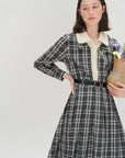 Vintage Plaid Lace-Collar Dress