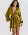 Satin Pleated Sexy Shirt Dress For Women - 3IN SMART Shop #