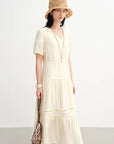Breathable Linen Tiered Dress for a Flattering Curve
