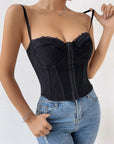 Flower Vest Lace Boning Corset-style Lingerie-style Cami Top