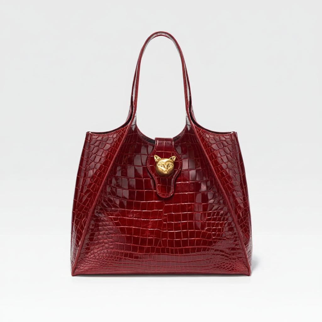 Crocodile Pattern Leather Messenger Bag Luxury Commuter