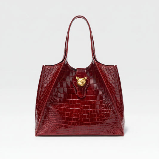 Crocodile Pattern Leather Messenger Bag Luxury Commuter