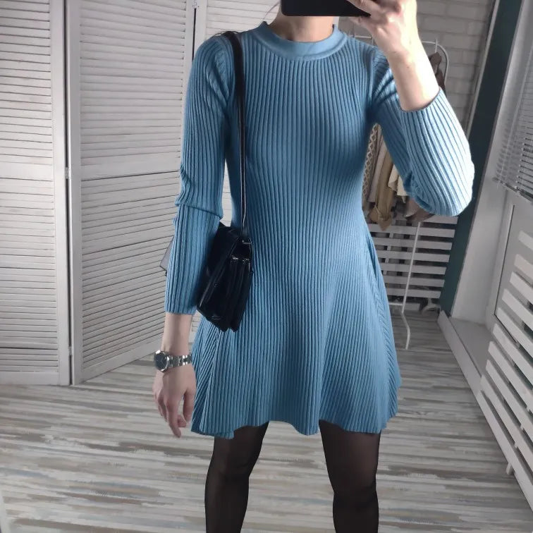 Sweater Dress Elegant Knit Slim - 3IN SMART Shop  #