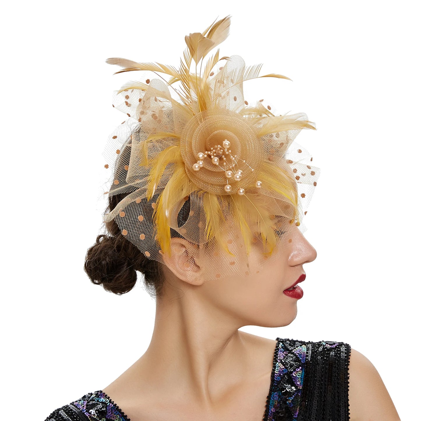 Vintage Feather Flower Fascinator Hat & Headband