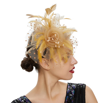 Vintage Feather Flower Fascinator Hat & Headband