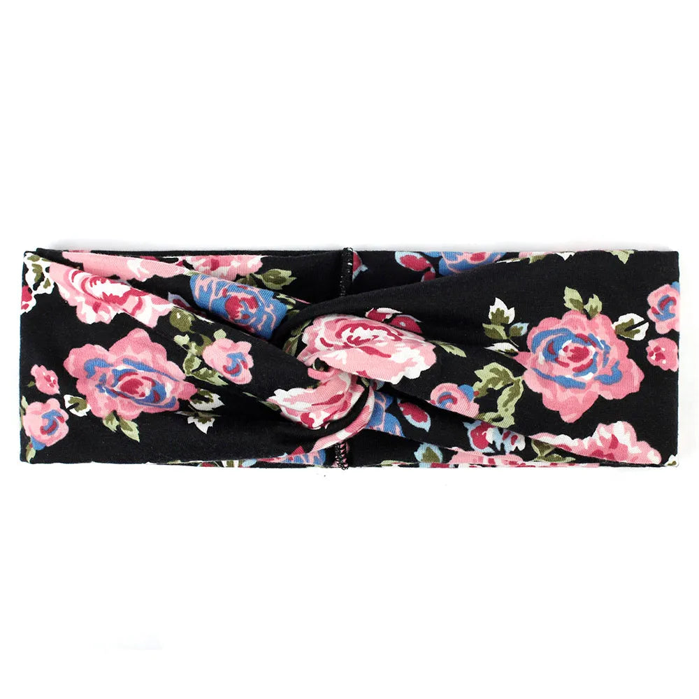 Floral Twisted Wide Stretch Summer Hairband