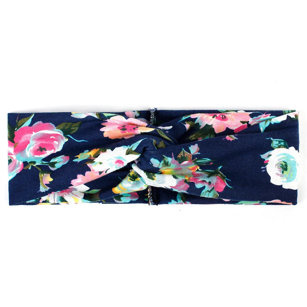 Floral Twisted Wide Stretch Summer Hairband
