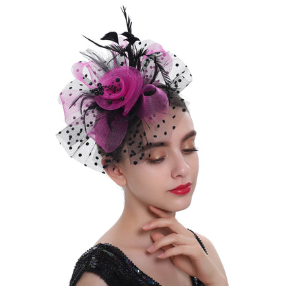 Vintage Feather Flower Fascinator Hat & Headband