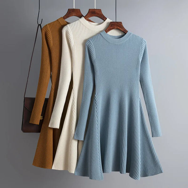 Sweater Dress Elegant Knit Slim - 3IN SMART Shop  #