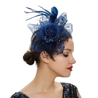 Vintage Feather Flower Fascinator Hat & Headband