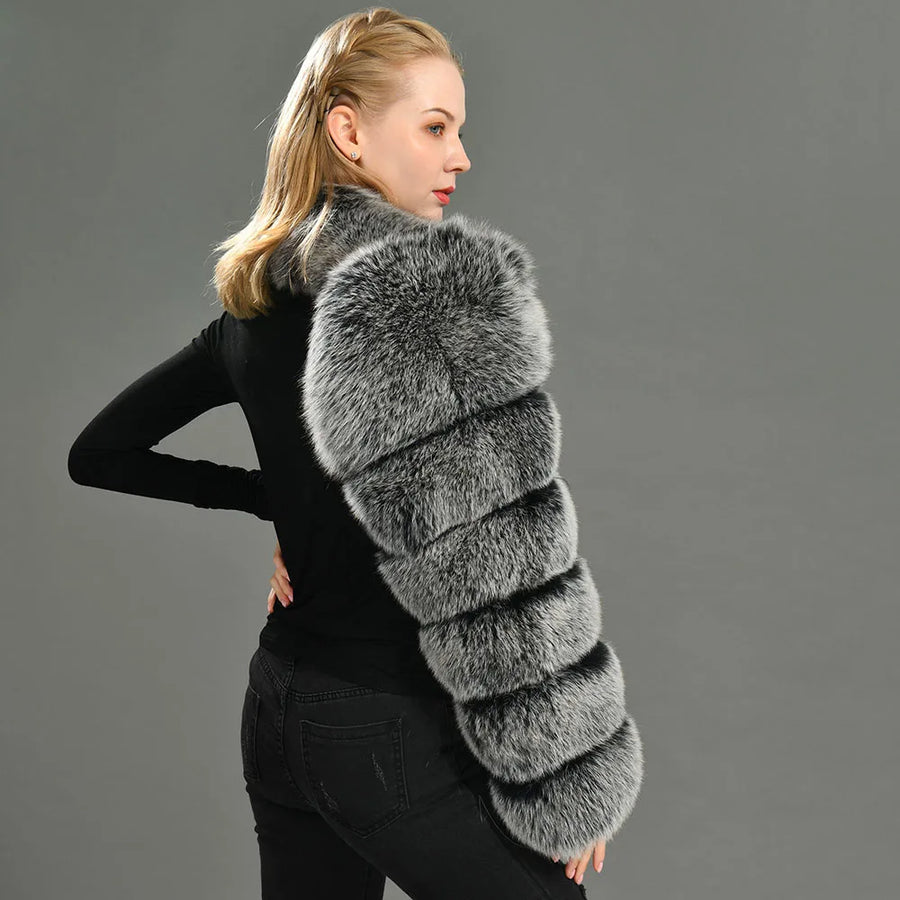 Luxury Fox Real Fur Single Sleeves Ladies Fashion