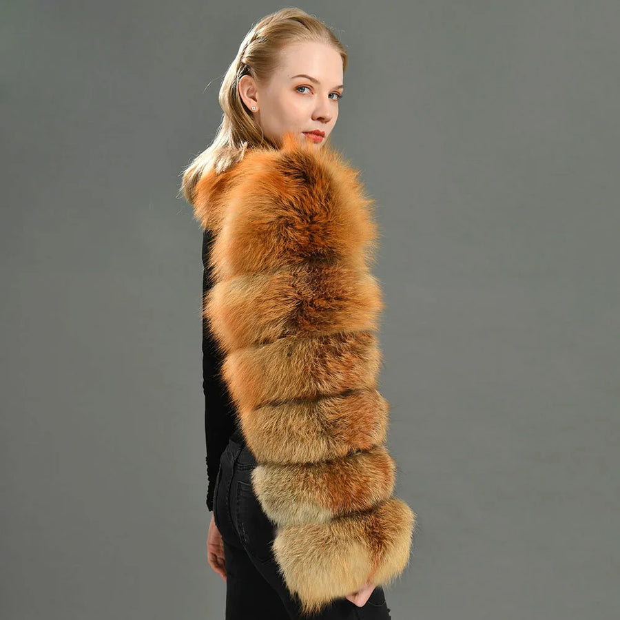 Luxury Fox Real Fur Single Sleeves Ladies Fashion