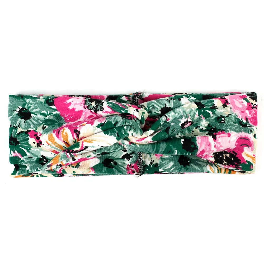 Floral Twisted Wide Stretch Summer Hairband