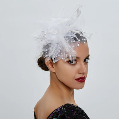 Vintage Feather Flower Fascinator Hat & Headband