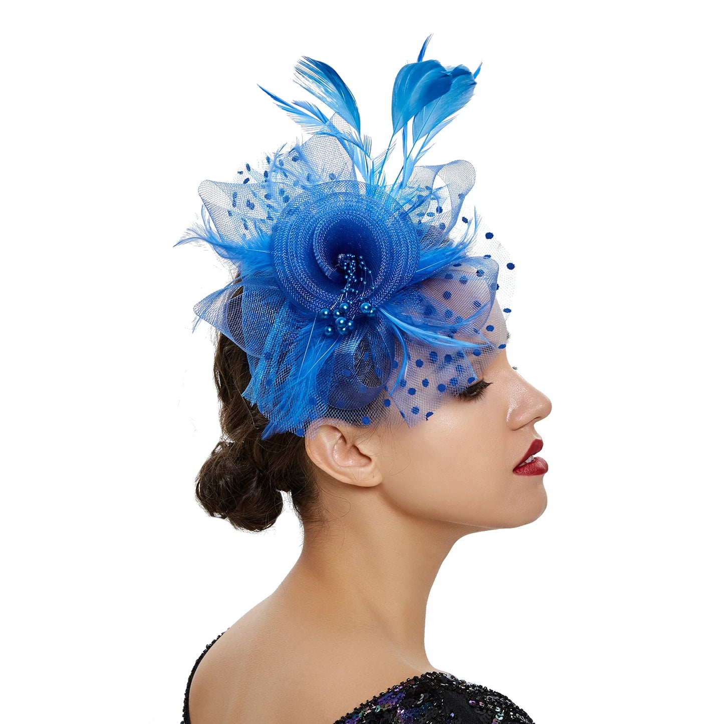 Vintage Feather Flower Fascinator Hat & Headband