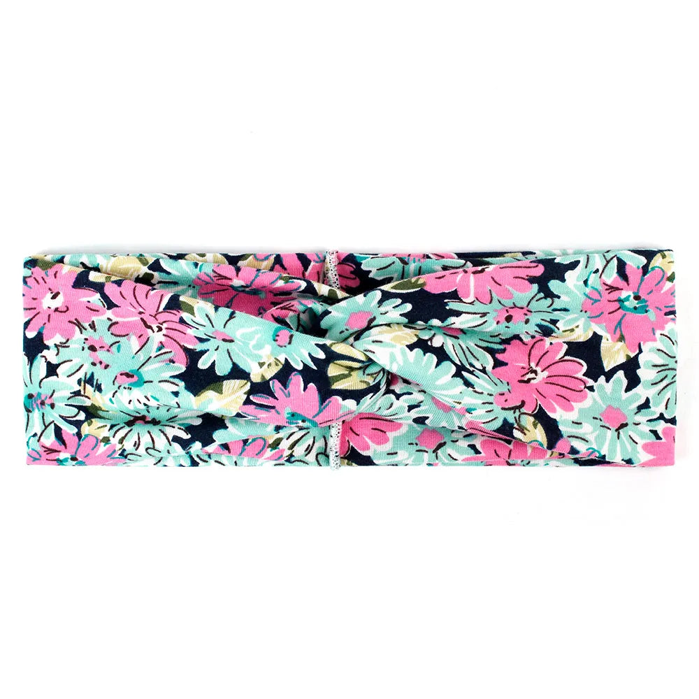 Floral Twisted Wide Stretch Summer Hairband