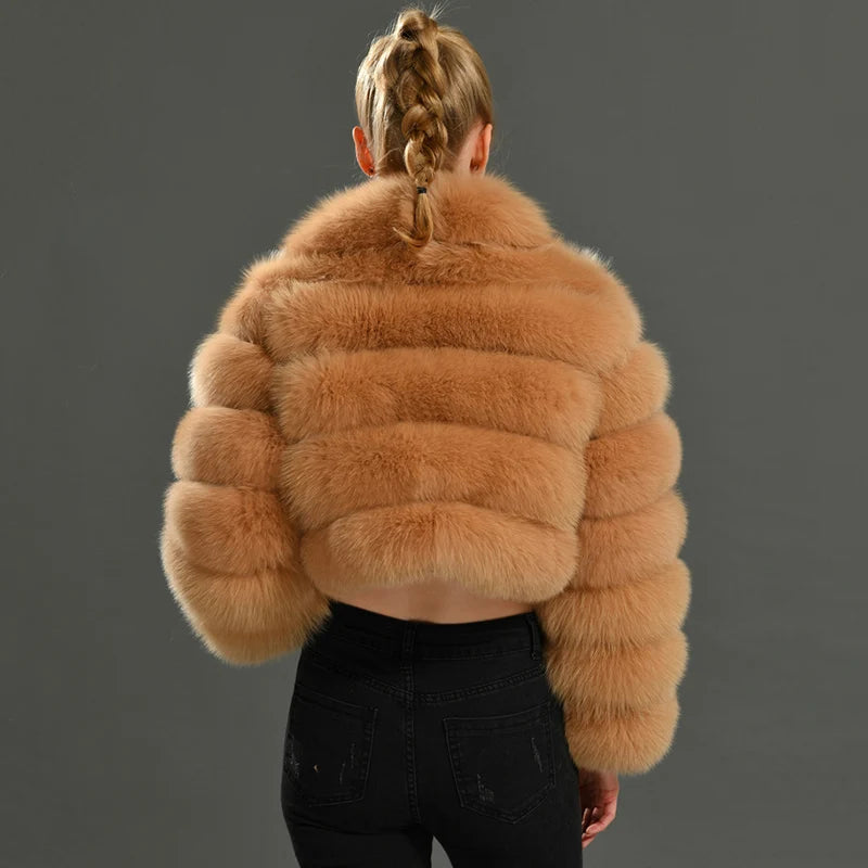 Real Fox Fur Coat Short  Full Sleeves