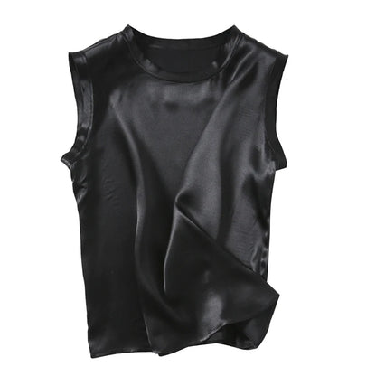 Women's Real Silk Satin Tank Tops Elegant Summer Vests Loran