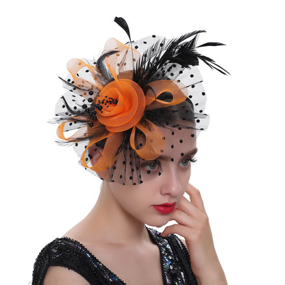 Vintage Feather Flower Fascinator Hat & Headband