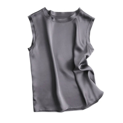Women's Real Silk Satin Tank Tops Elegant Summer Vests Loran