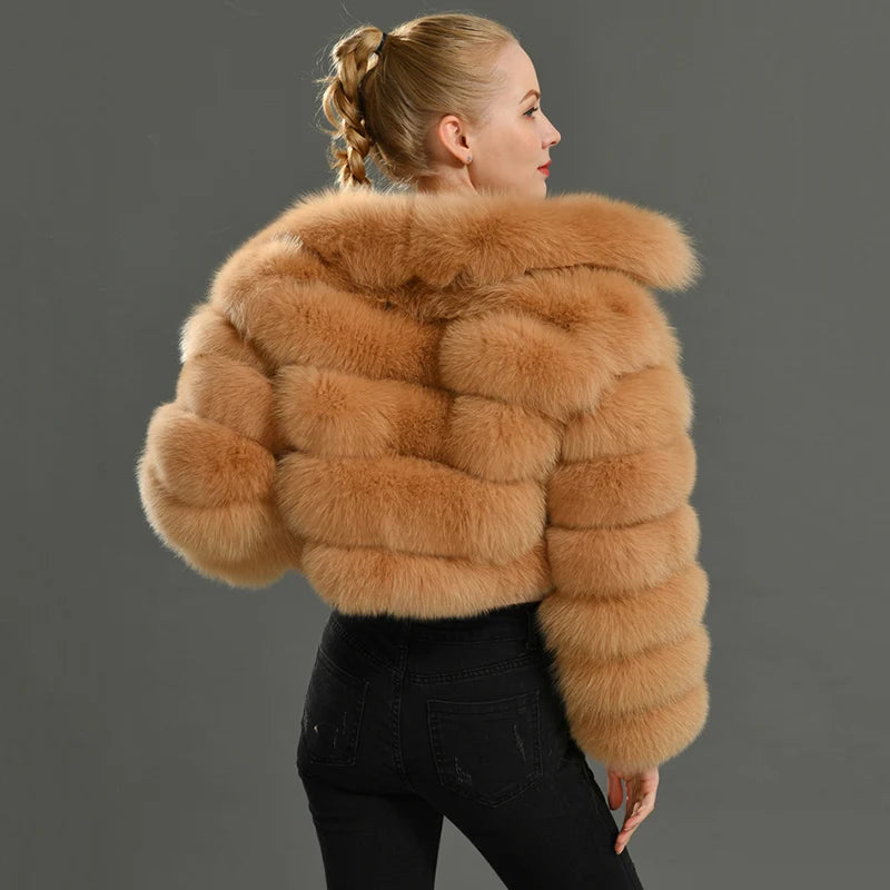 Real Fox Fur Coat Short  Full Sleeves