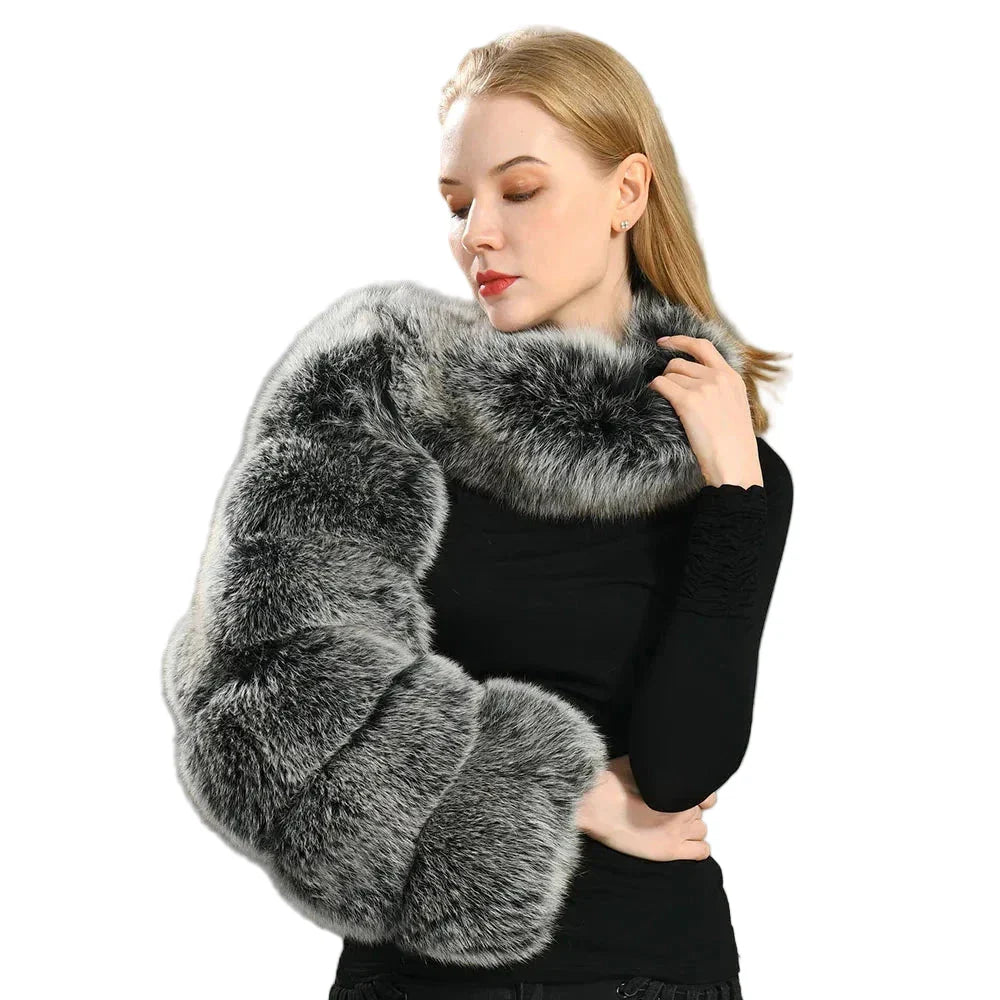 Luxury Fox Real Fur Single Sleeves Ladies Fashion
