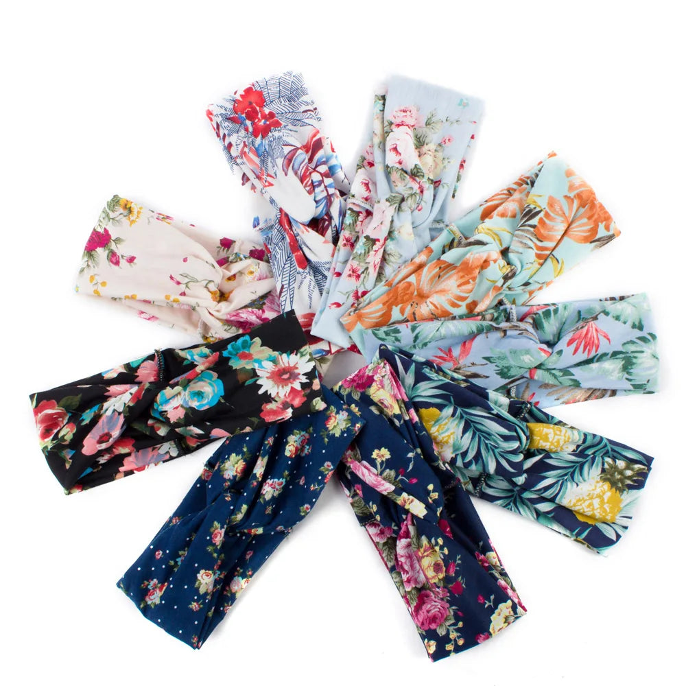 Floral Twisted Wide Stretch Summer Hairband