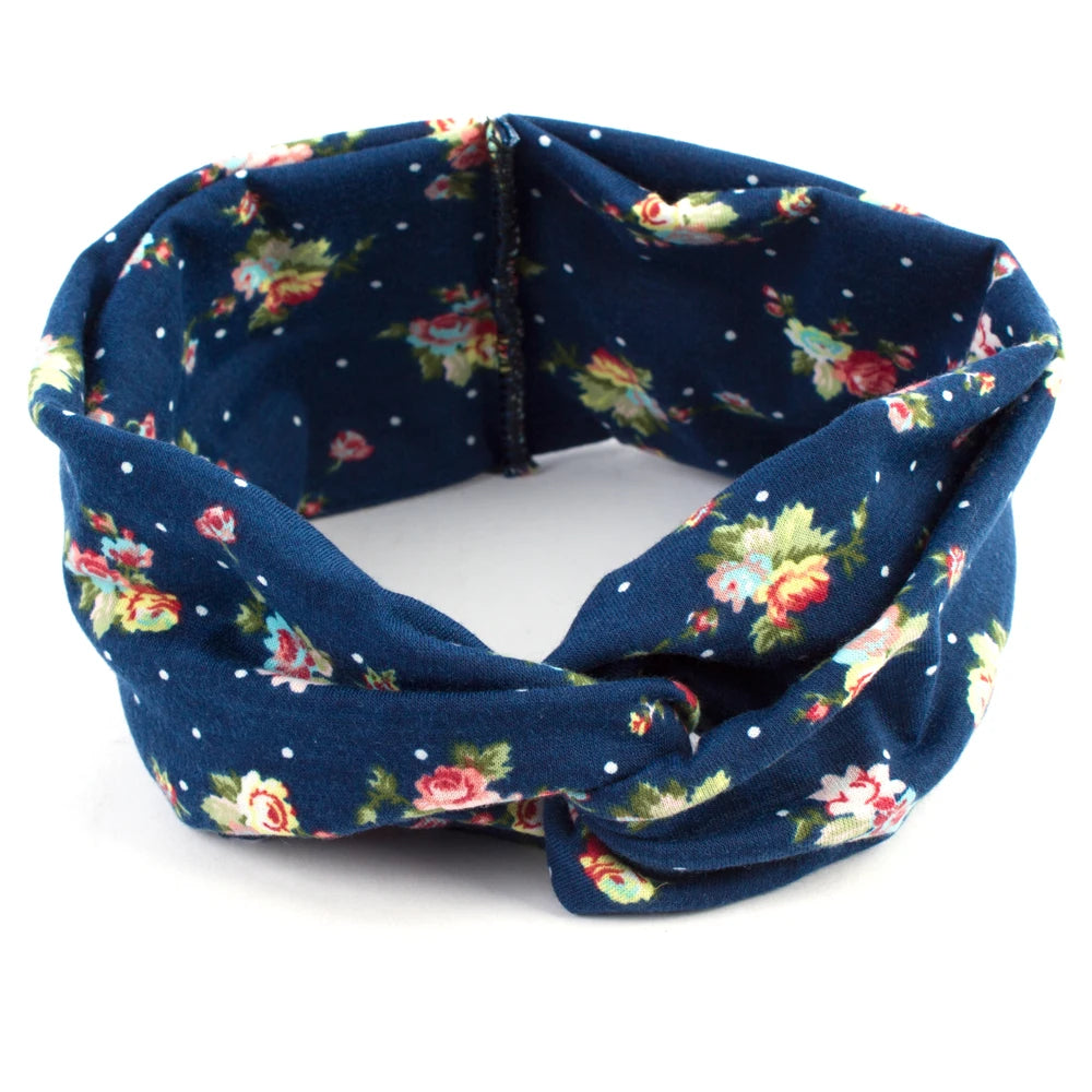 Floral Twisted Wide Stretch Summer Hairband