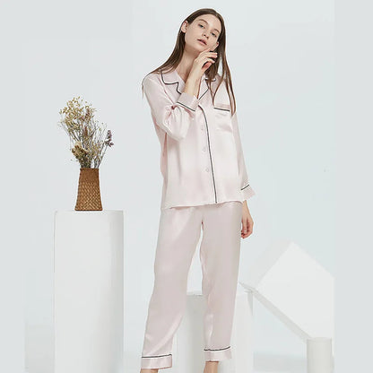 Fimtairah  100% silk pajama sets   women elegancen long sleeve noble pyjamas mujer  silk sexy red women sleepwear Loran