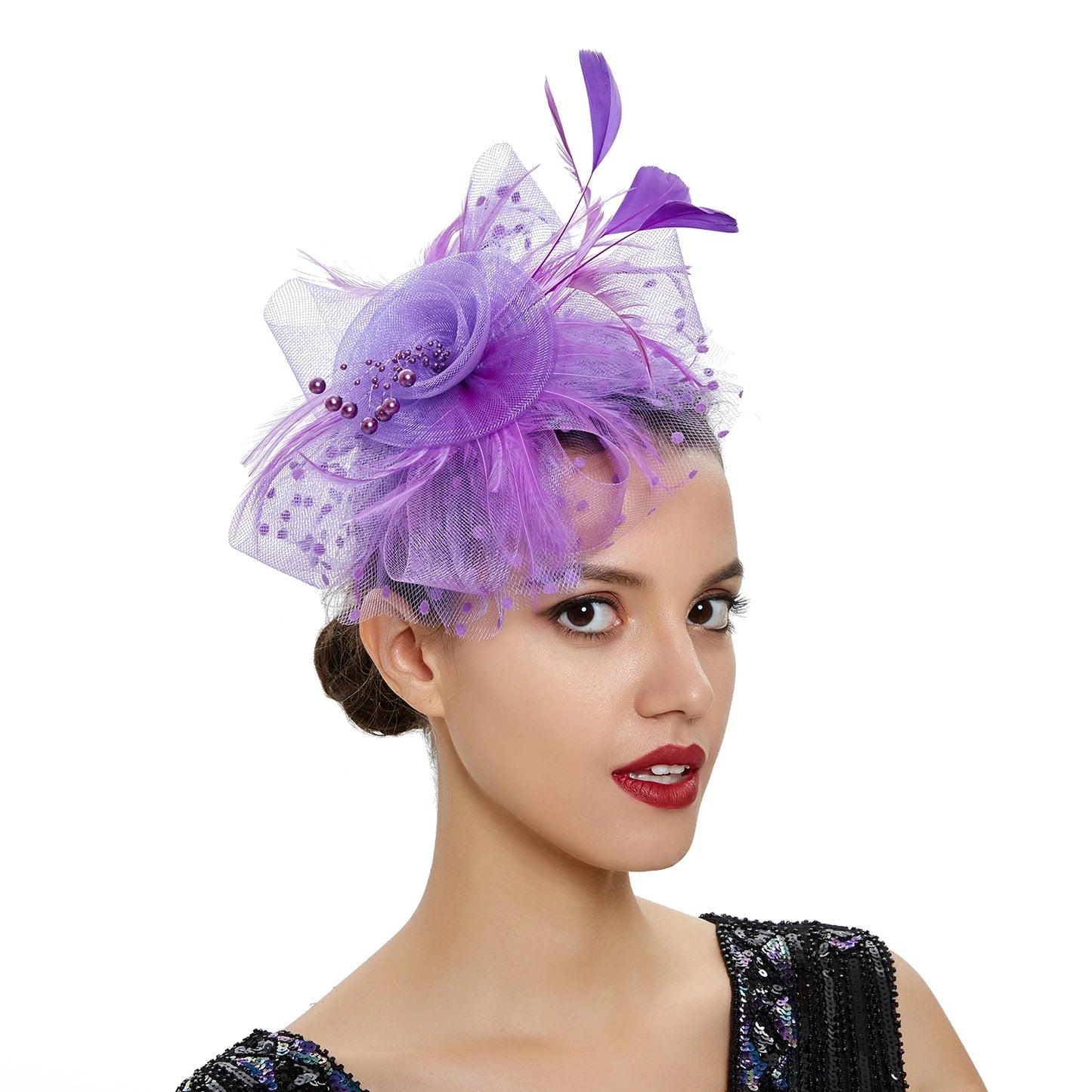 Vintage Feather Flower Fascinator Hat & Headband