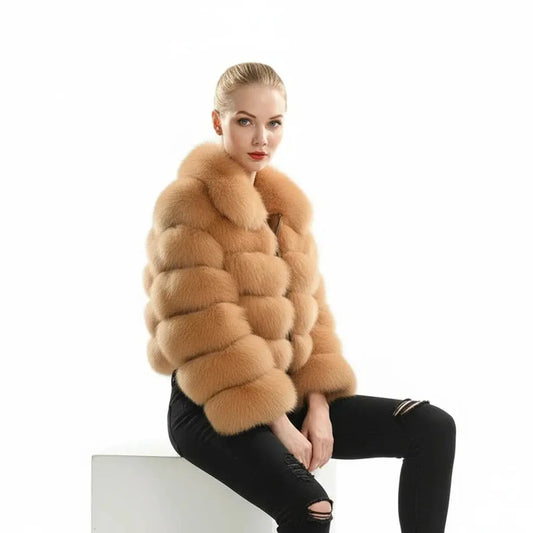 Real Fox Fur Coat Short  Full Sleeves - Loran