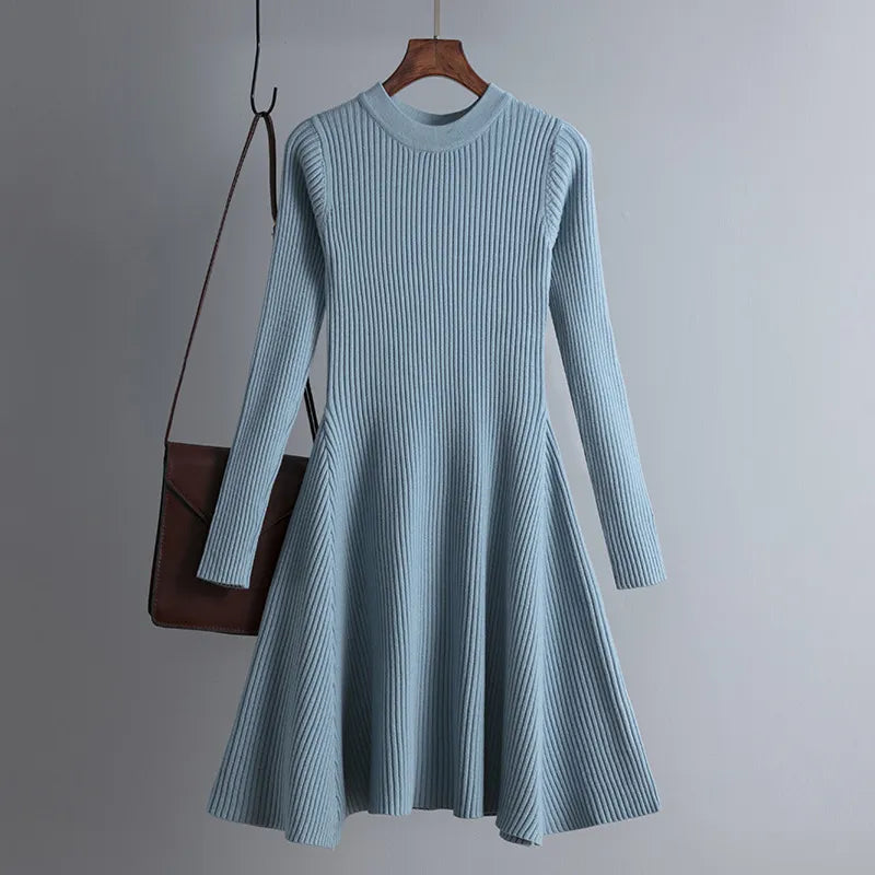 Sweater Dress Elegant Knit Slim - 3IN SMART Shop  #