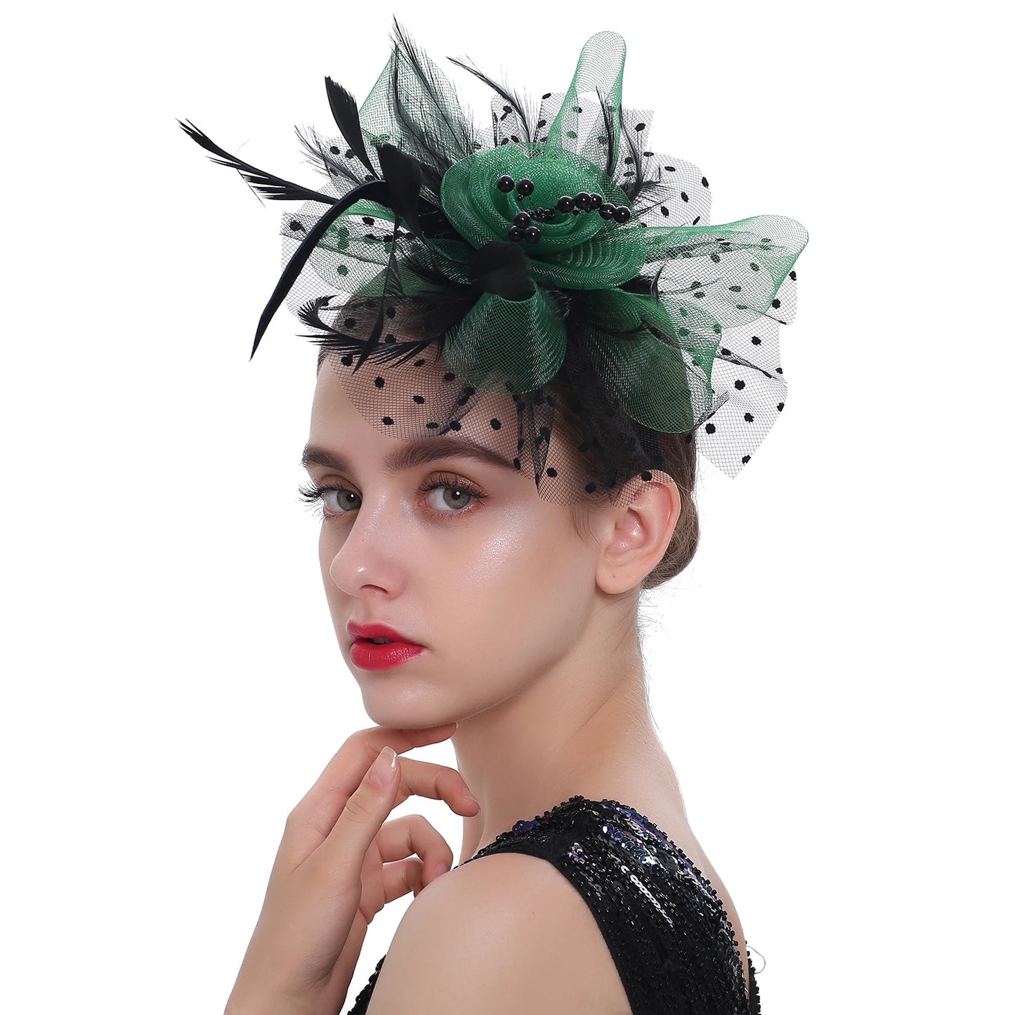 Vintage Feather Flower Fascinator Hat & Headband