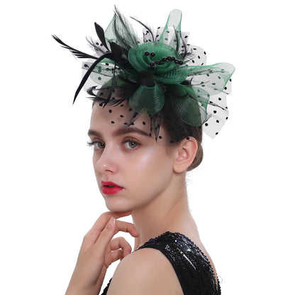 Vintage Feather Flower Fascinator Hat & Headband