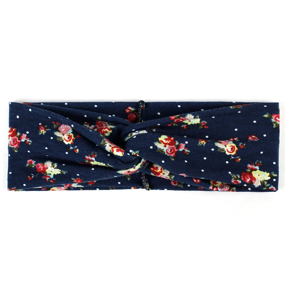 Floral Twisted Wide Stretch Summer Hairband