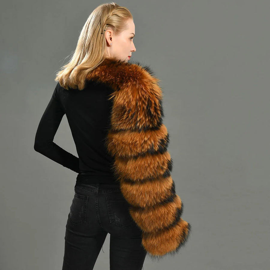 Luxury Fox Real Fur Single Sleeves Ladies Fashion