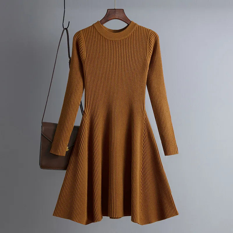 Sweater Dress Elegant Knit Slim - 3IN SMART Shop  #