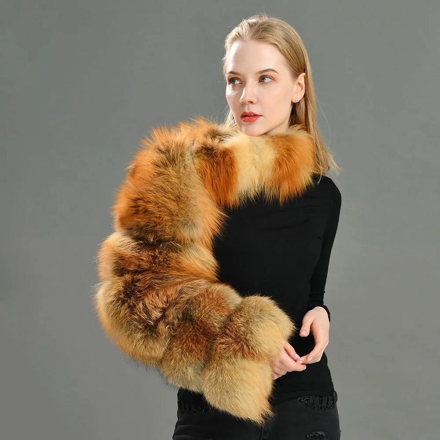 Luxury Fox Real Fur Single Sleeves Ladies Fashion