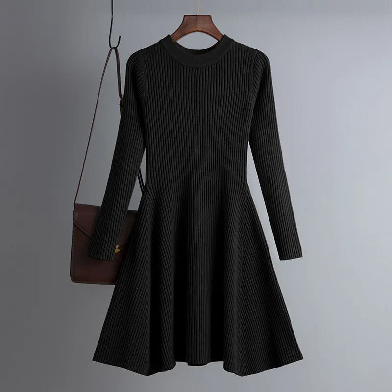 Sweater Dress Elegant Knit Slim - 3IN SMART Shop  #