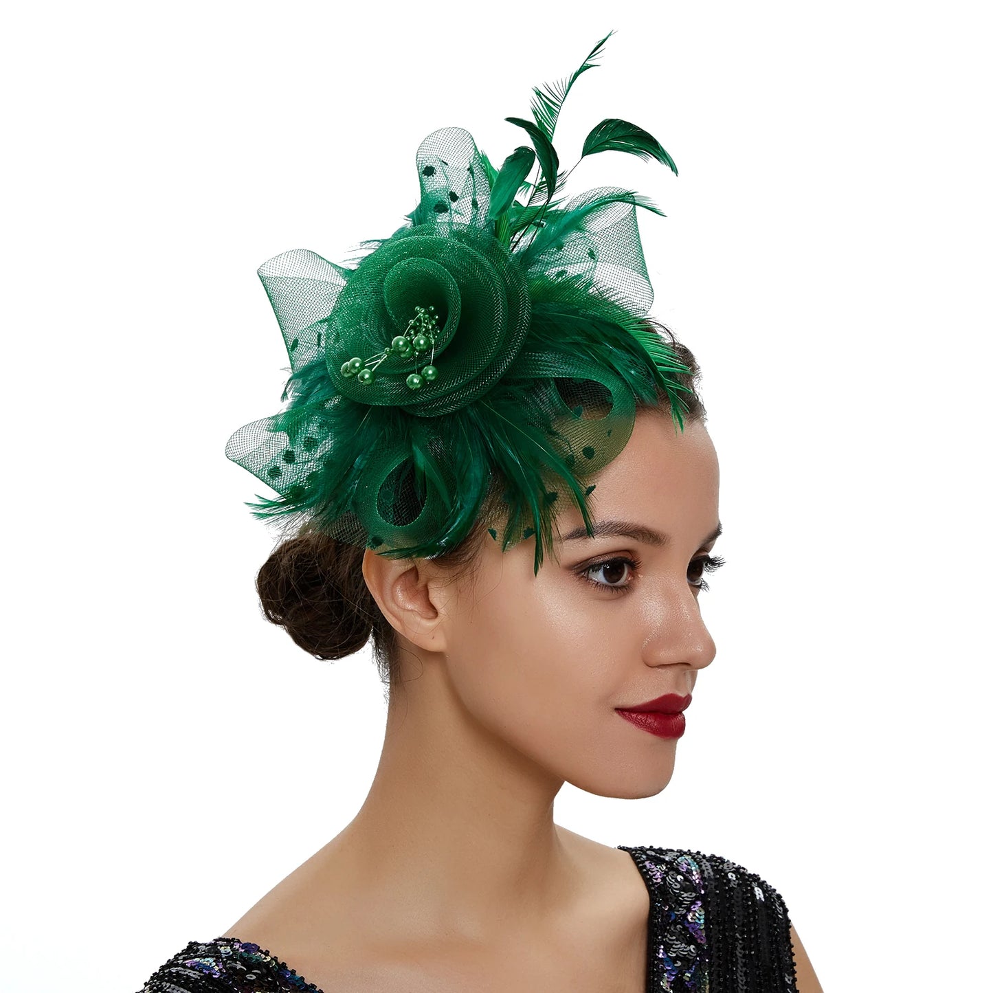 Vintage Feather Flower Fascinator Hat & Headband
