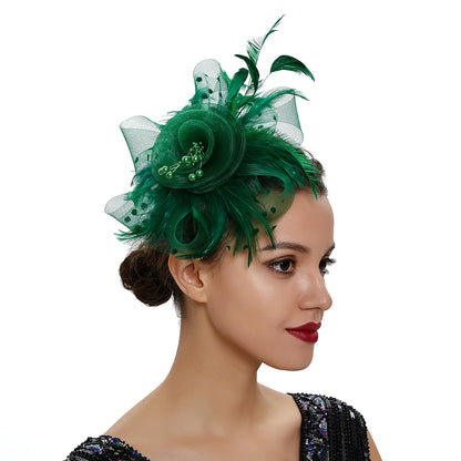 Vintage Feather Flower Fascinator Hat & Headband