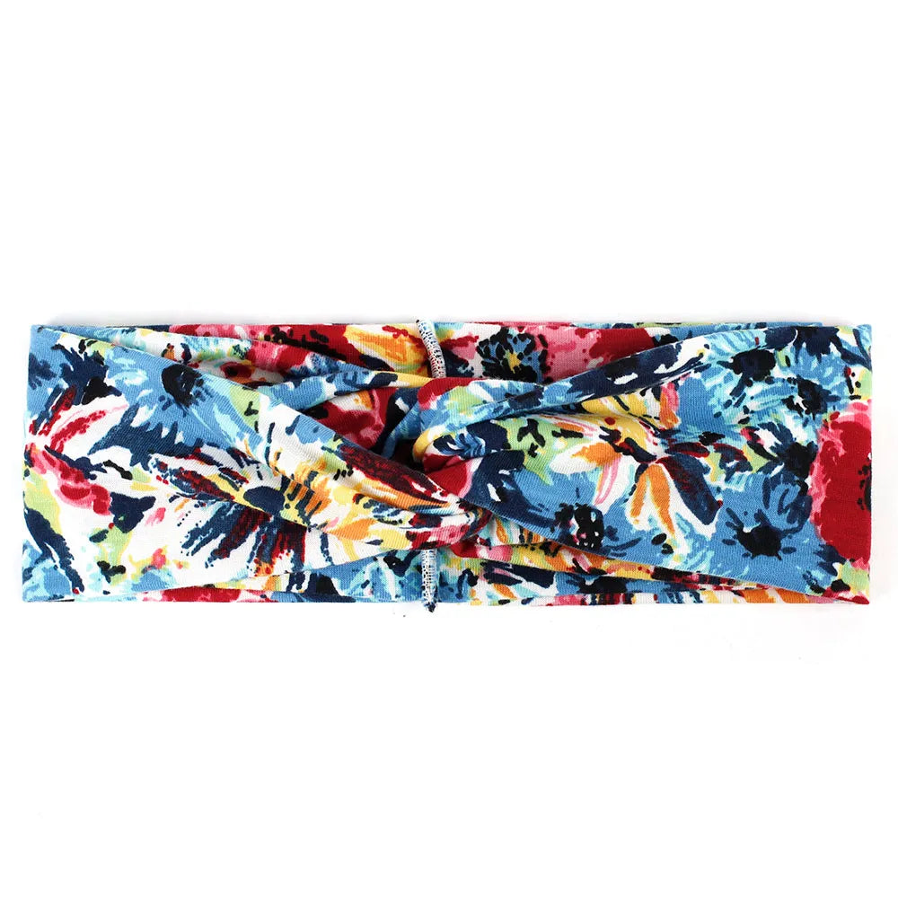 Floral Twisted Wide Stretch Summer Hairband