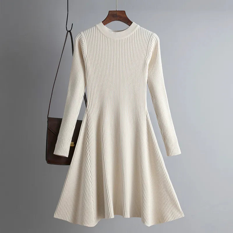 Sweater Dress Elegant Knit Slim - 3IN SMART Shop  #