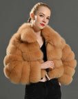 Real Fox Fur Coat Short  Full Sleeves